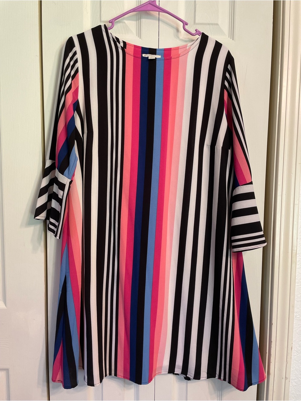 Cato Striped Swing Dress in Black, White, Pink, Blue